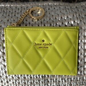 kate spade Lime Quilted Leather Card Holder with Gold Keyring